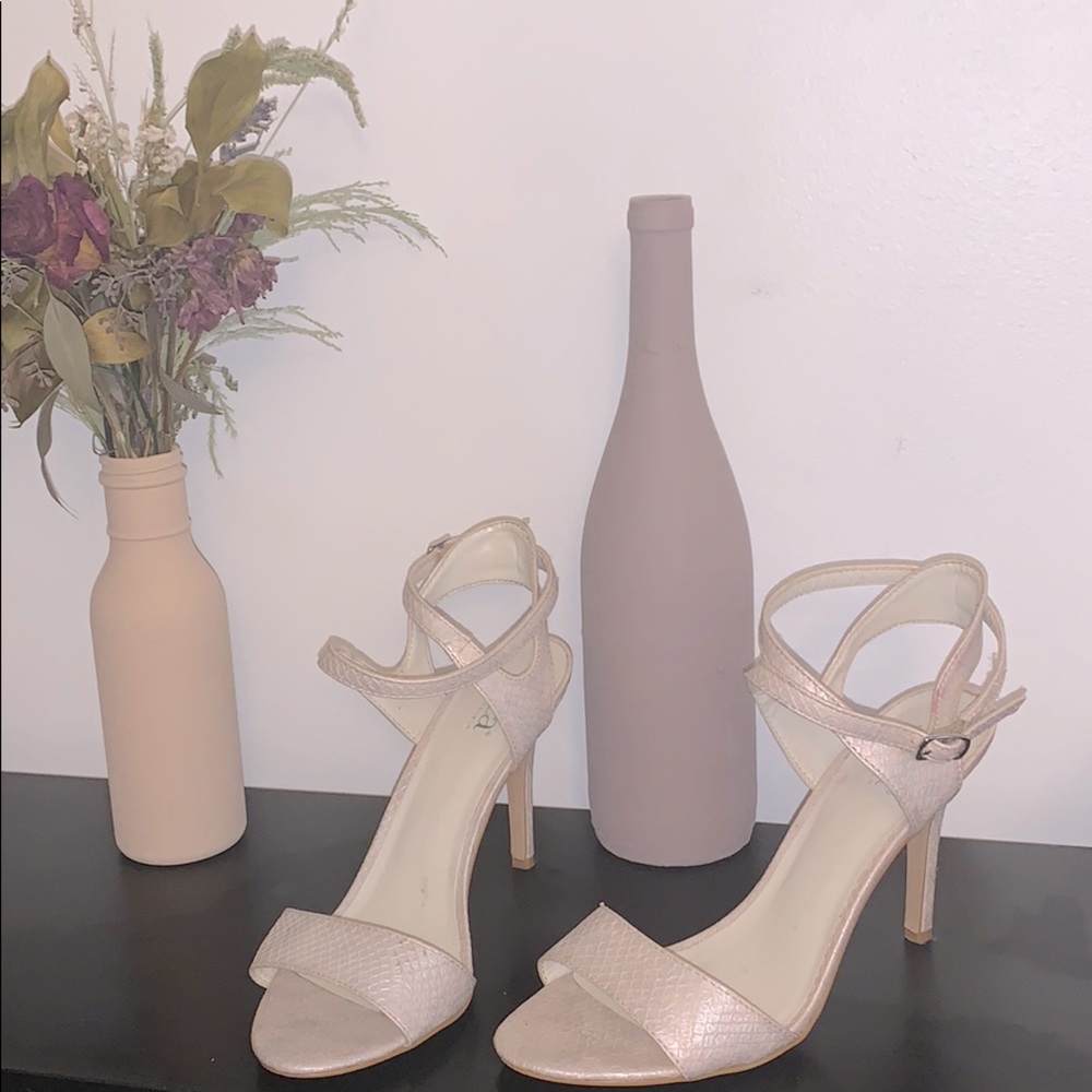 A.n.a nude snake print strapped heel